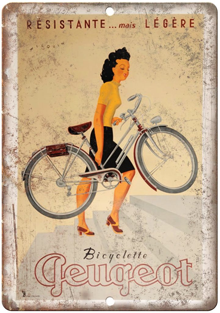 Resistante Peugeot Bicycle Ad  Metal Sign
