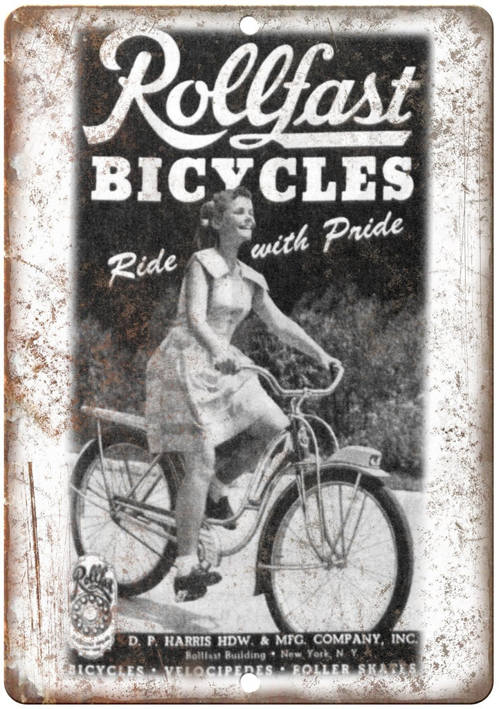 Rollfast Bicycles Vintage Ad Metal Sign