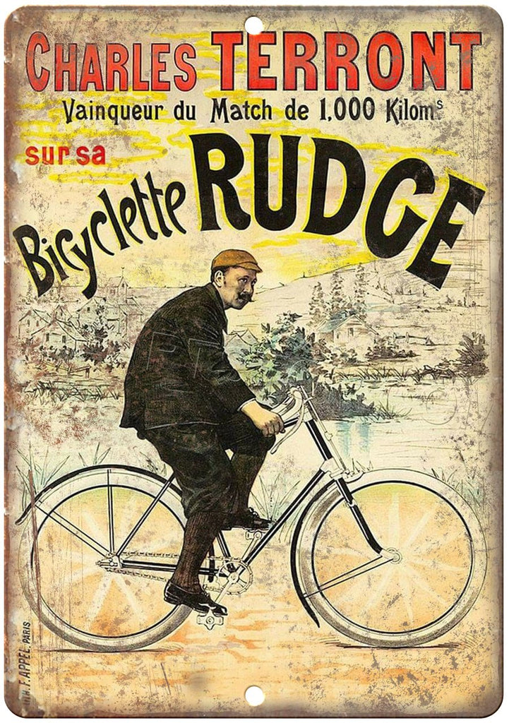 Rudge Bicycle Charles Terront Vintage Ad Metal Sign