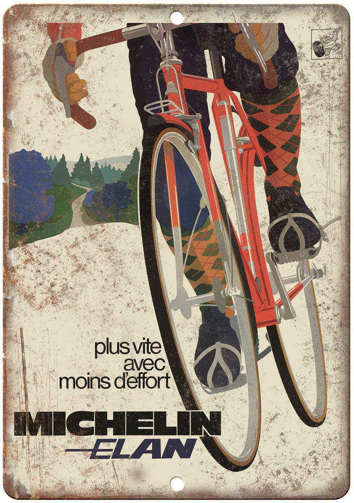 Michelin Elan Vintage Bicycle Ad Metal Sign