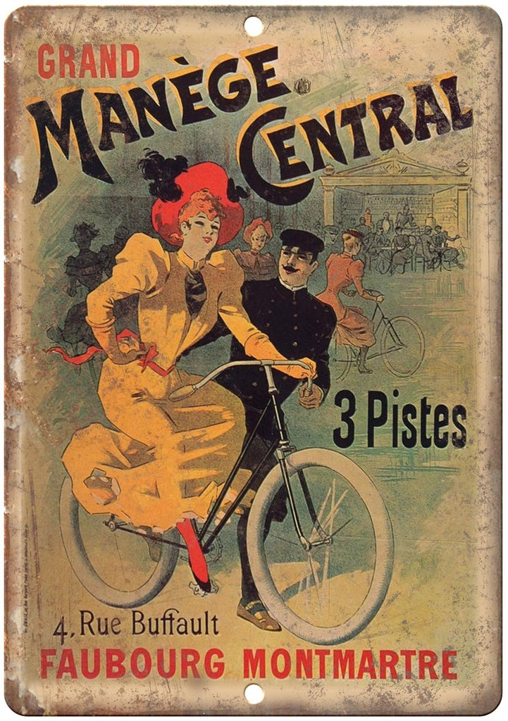 Manege Central Vintage Bicycle Ad Metal Sign
