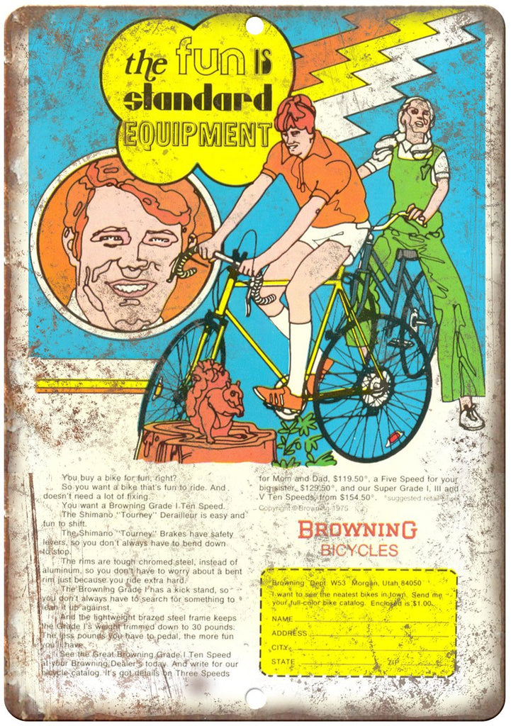 Browning Bicycles Vintage Cycling Vintage Ad Metal Sign