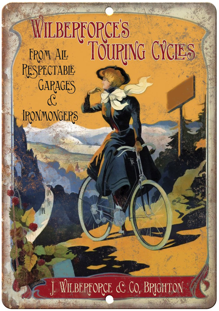 Wilberforce Touring Cycles Vintage Bicycle Metal Sign