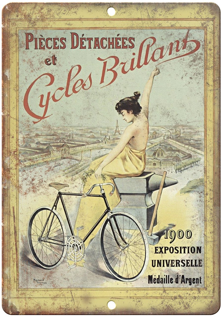 Cycles Brillant Vintage Bicycle Ad Metal Sign