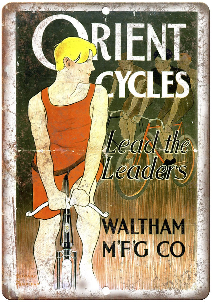 Orient Cycles Waltgham Mfg. Co Bicycle Ad Metal Sign