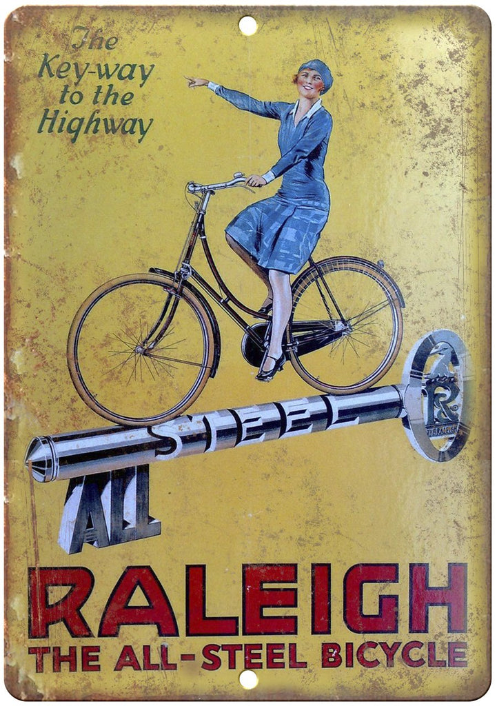 Raleigh All Steel Vintage Bicycle Ad Metal Sign