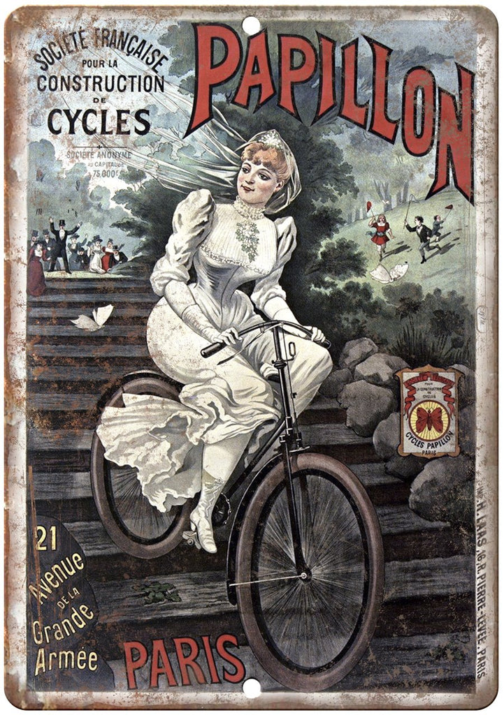 Papillon Cycles Vintage Bicycle Ad Metal Sign