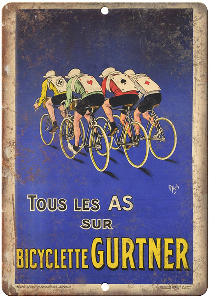 Gurtner Bicyclette Vintage Bicycle Ad Metal Sign