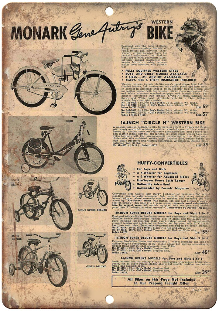 Monark Western Bicycle Huffy Metal Sign