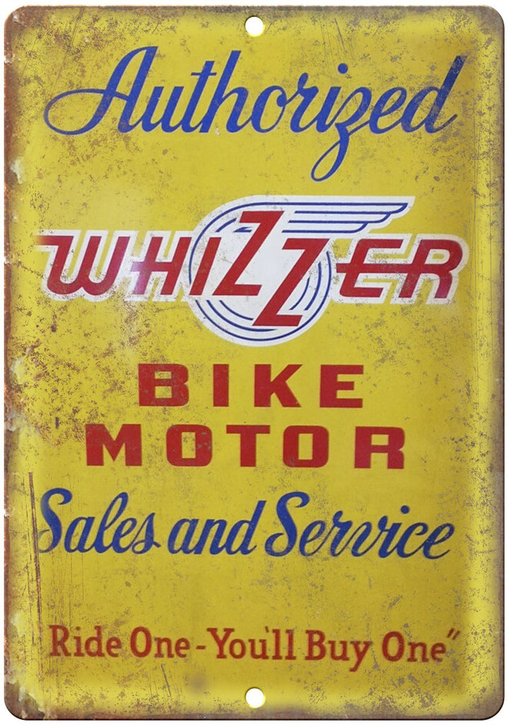 Whizzer Bicycle Motor Dealer Sign Metal Sign