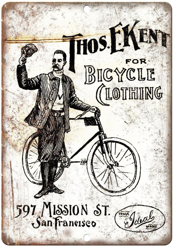 Thos Ekent Bicycle Clothing San Franciscoe Metal Sign