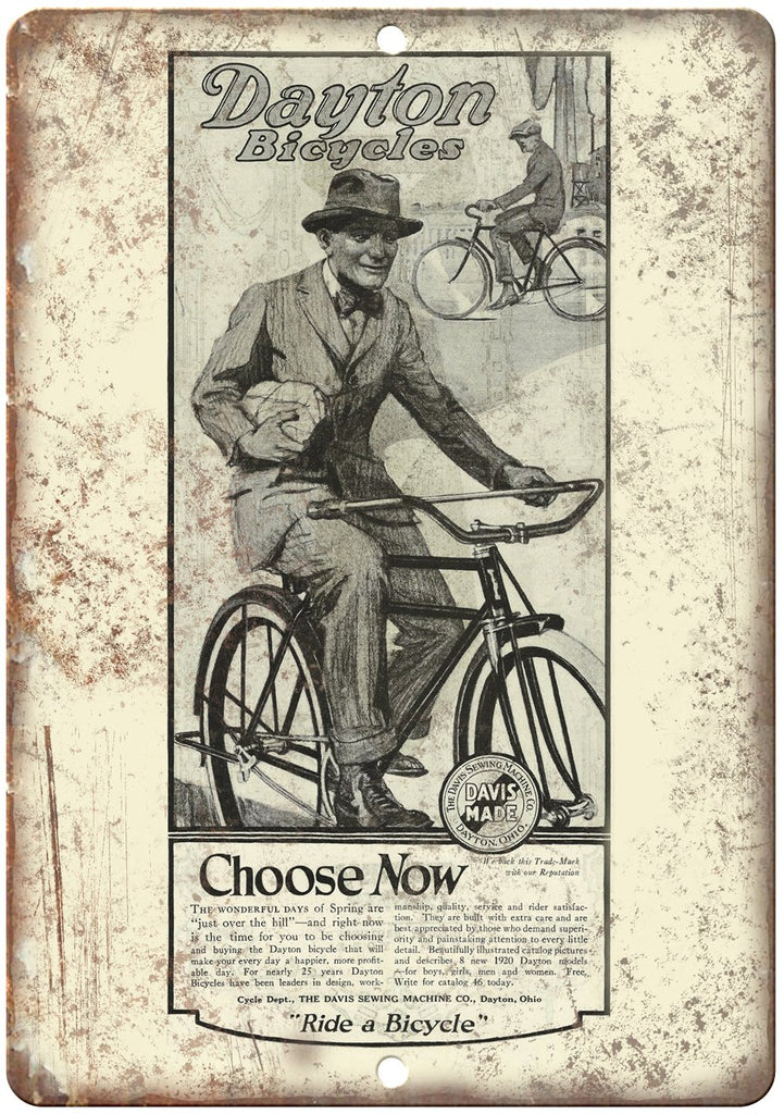 Dayton Bicycles Ohio Vintage Ad Metal Sign