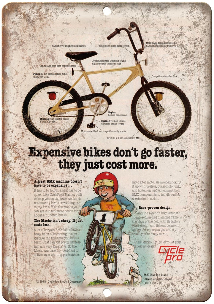 Cycle Pro BMX Vintage Ad Metal Sign