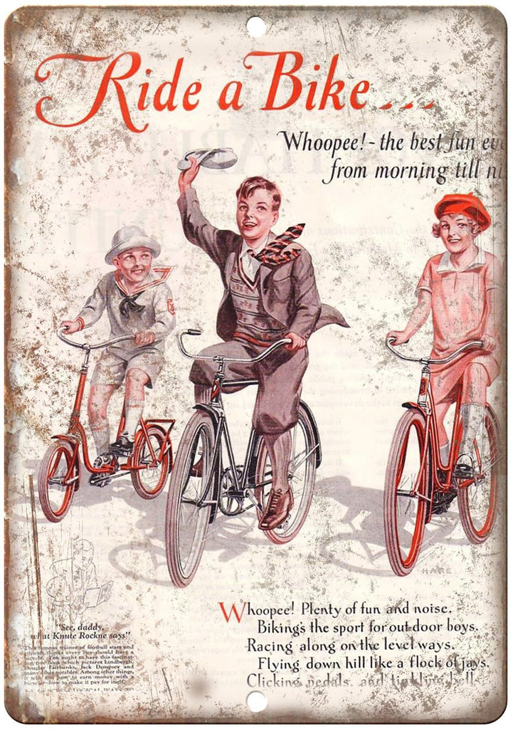 Ride a Bike Whoopee Vintage Cycling Ad Bike Metal Sign