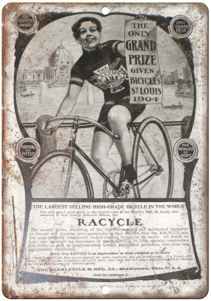 Racycle St. Louis Vintage 10 Speed Bike Metal Sign