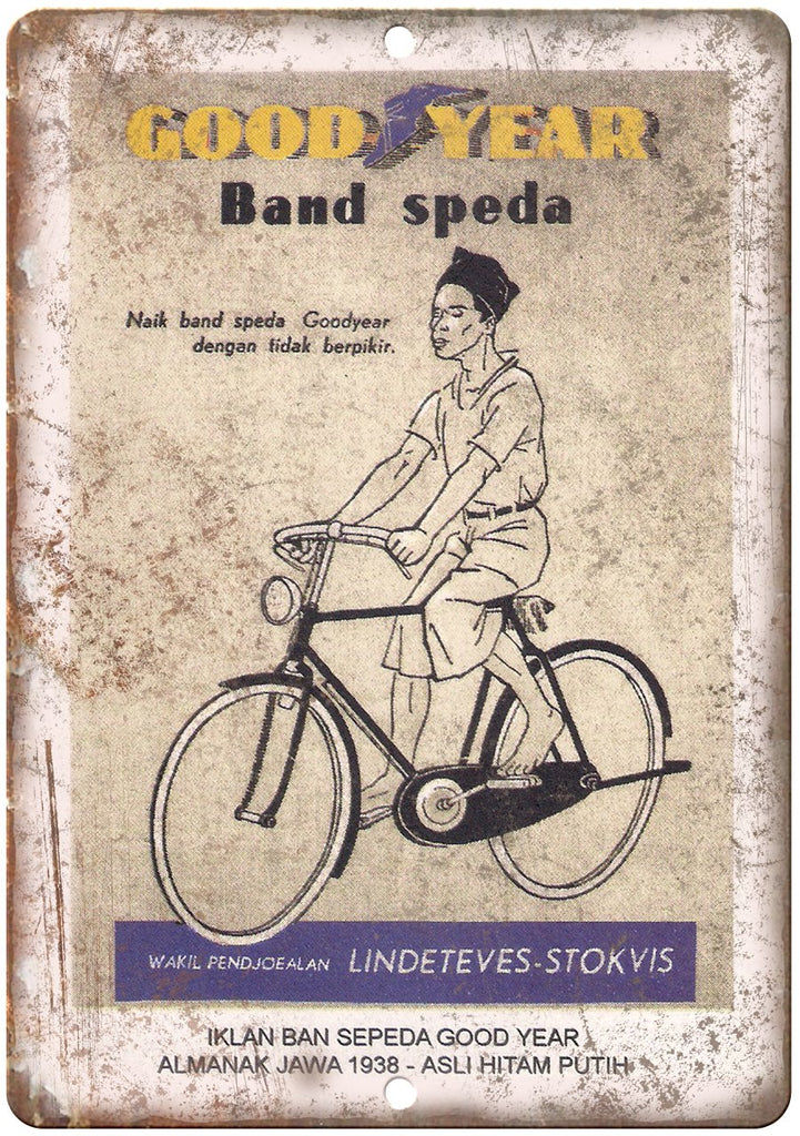 Good Year Jawa 1938 Bike Ad Metal Sign