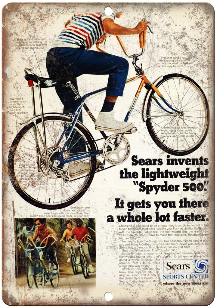 Spyder 500 BMX Bicycle Sears Sports Ad Metal Sign