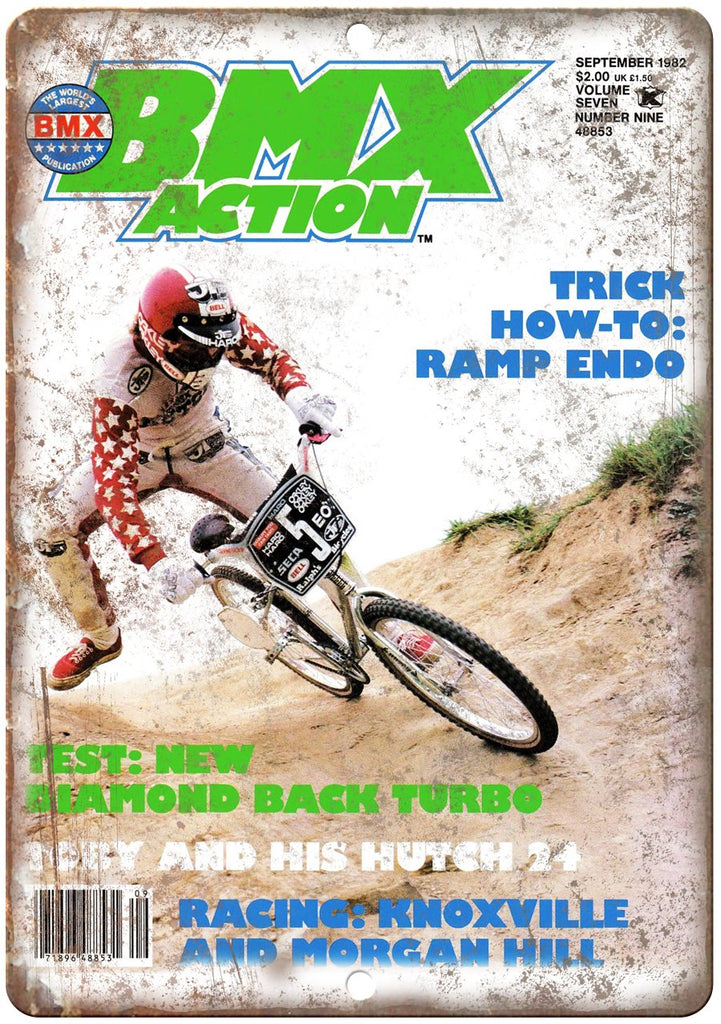 1982 BMX Action Magazine Cover Haro Metal Sign
