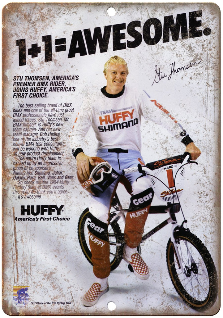 Huffy Shimano BMX Racing Ad Metal Sign
