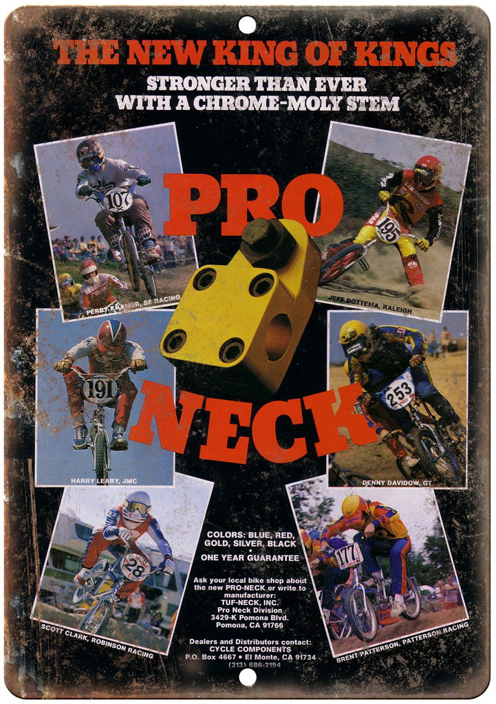 Pro Neck Vintage BMX Racing Freestyle Ad Metal Sign