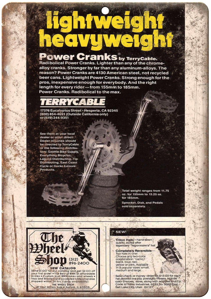 Terrycable Power Cranks BMX Racing Ad Metal Sign