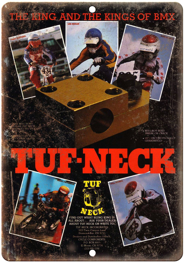 Tuf Neck Vintage BMX Racing Ad Metal Sign