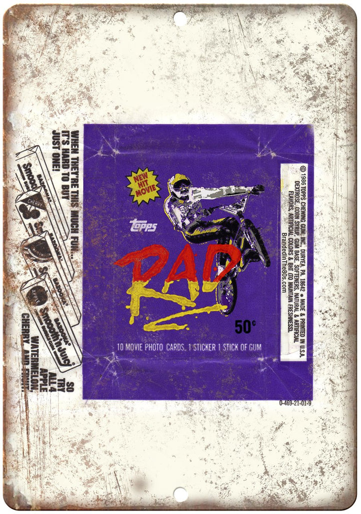RAD BMX Movie Card Gum Wrapper Ad Metal Sign