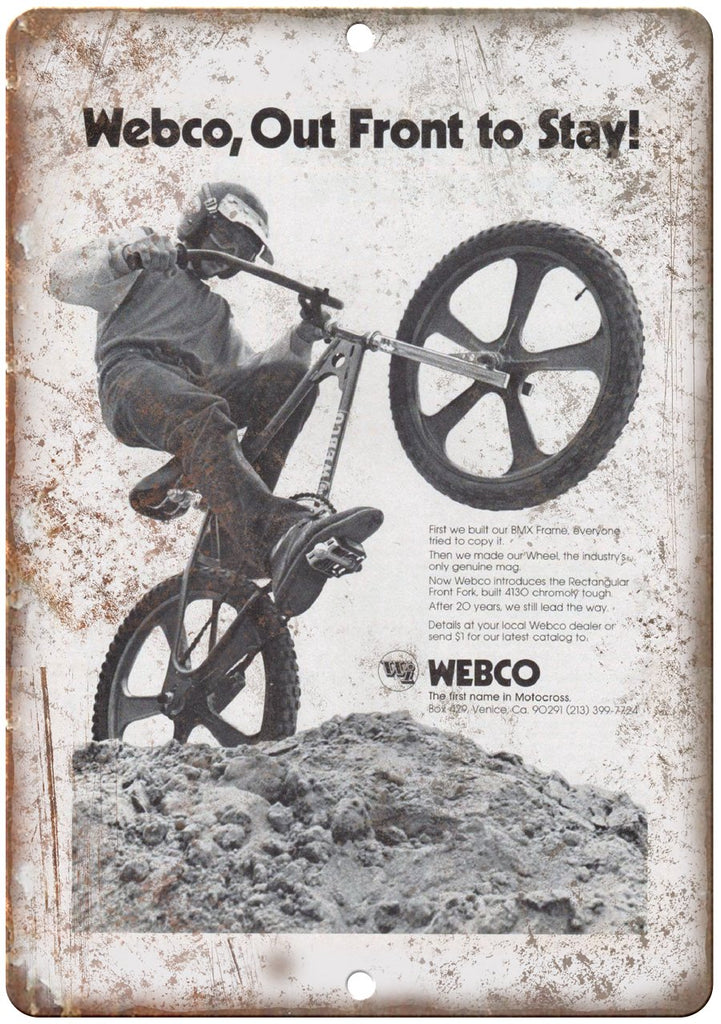 Webco BMX Motocross Racing Vintage Ad Metal Sign