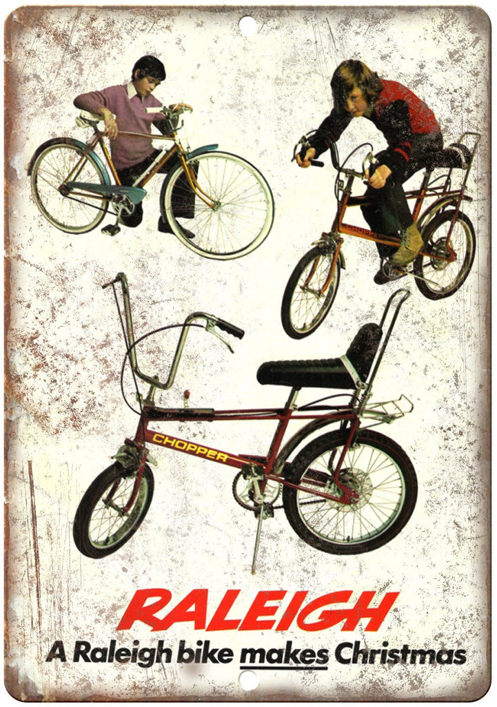 Raleigh Chopper Bicycle BMX Christmas Ad Metal Sign