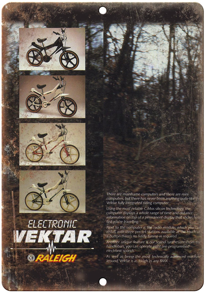 Raleigh Vektar BMX Racing Retro Bicycle Ad Metal Sign
