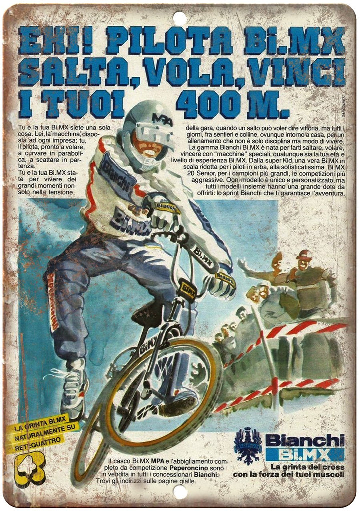 Bianchi BMX Racing Freestyle Vintage Ad Metal Sign