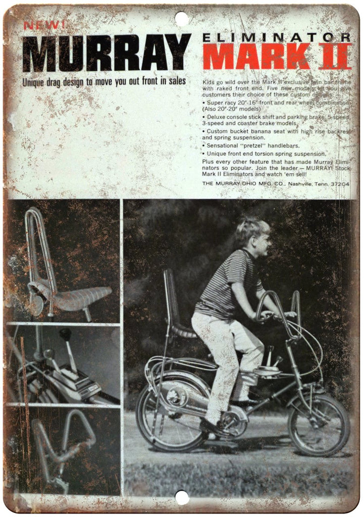 Murray Mark II Eliminator Bicycle Ad Metal Sign