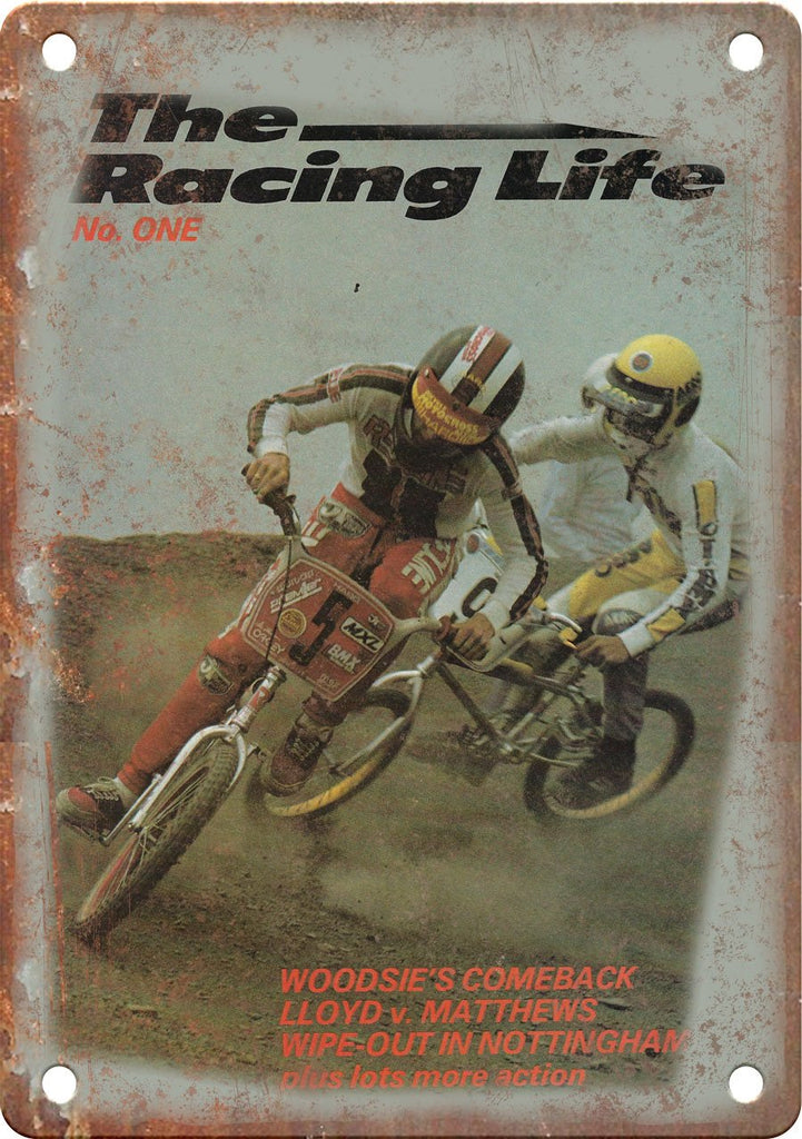 1982 The Racing Live BMX Magazine Cover Metal Sign