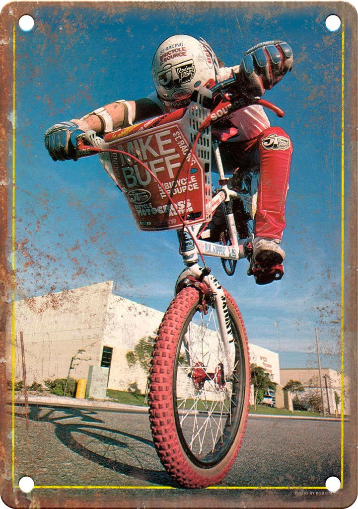 Vintage BMX Magazine Mike Buff Photo Metal Sign