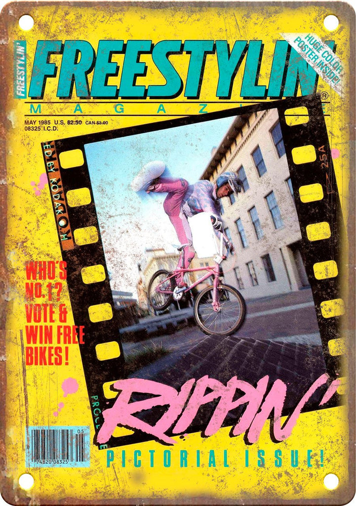 1985 Vintage Freestylin' BMX Magazine Metal Sign