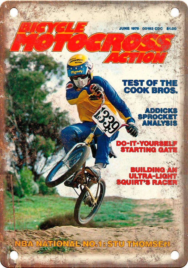 1978 Bicycle Motocross Action Magazine Metal Sign