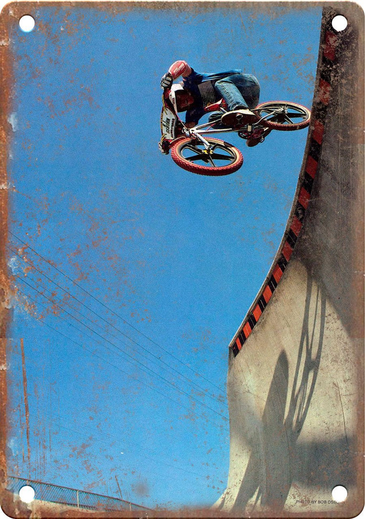 Vintage BMX Magazine Photo Pool Drop Metal Sign