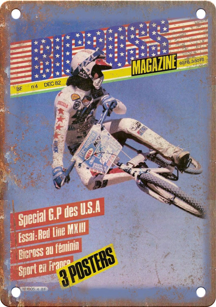 1982 BigCross BMX Magazine Cover Art Metal Sign