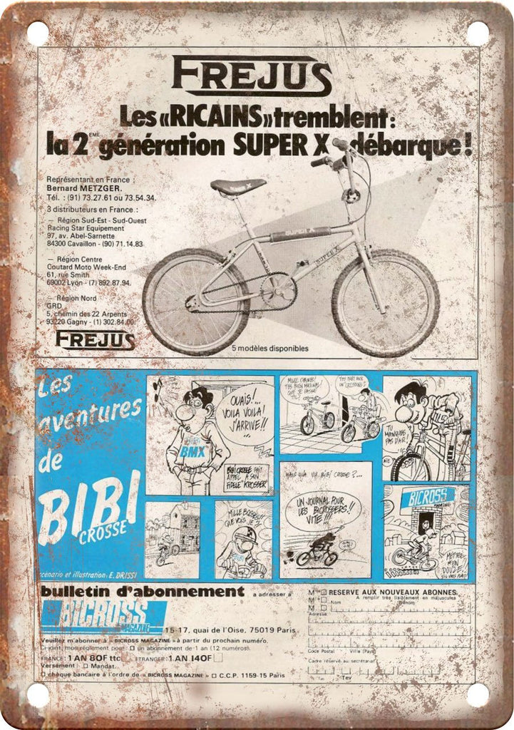 Bicross BMX Magazine AD Frejus Bike Metal Sign