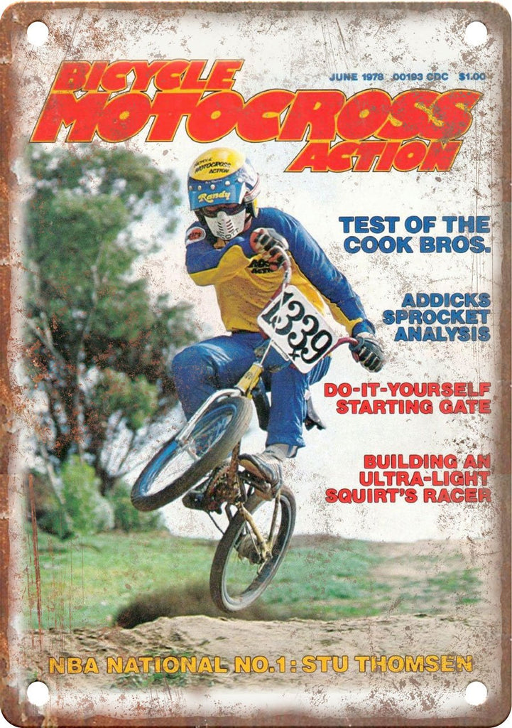 1978 Bicycle Motocross Action BMX Racing Metal Sign
