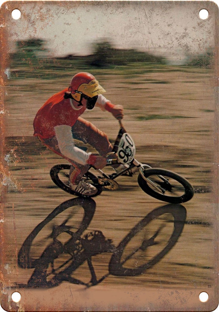 1977 Vintage BMX Magazine Racing Photo Metal Sign