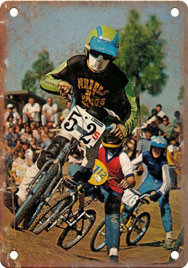 Vintage BMX Magazine Racing Photo Metal Sign