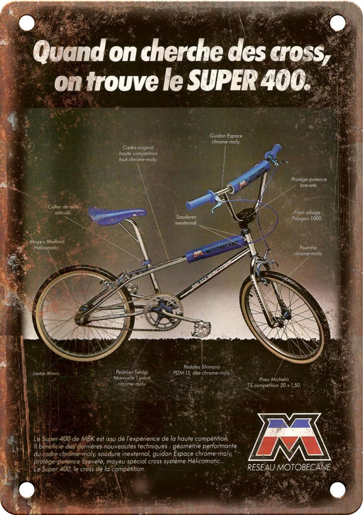 Reseau Motobecane Vintage BMX Ad Metal Sign