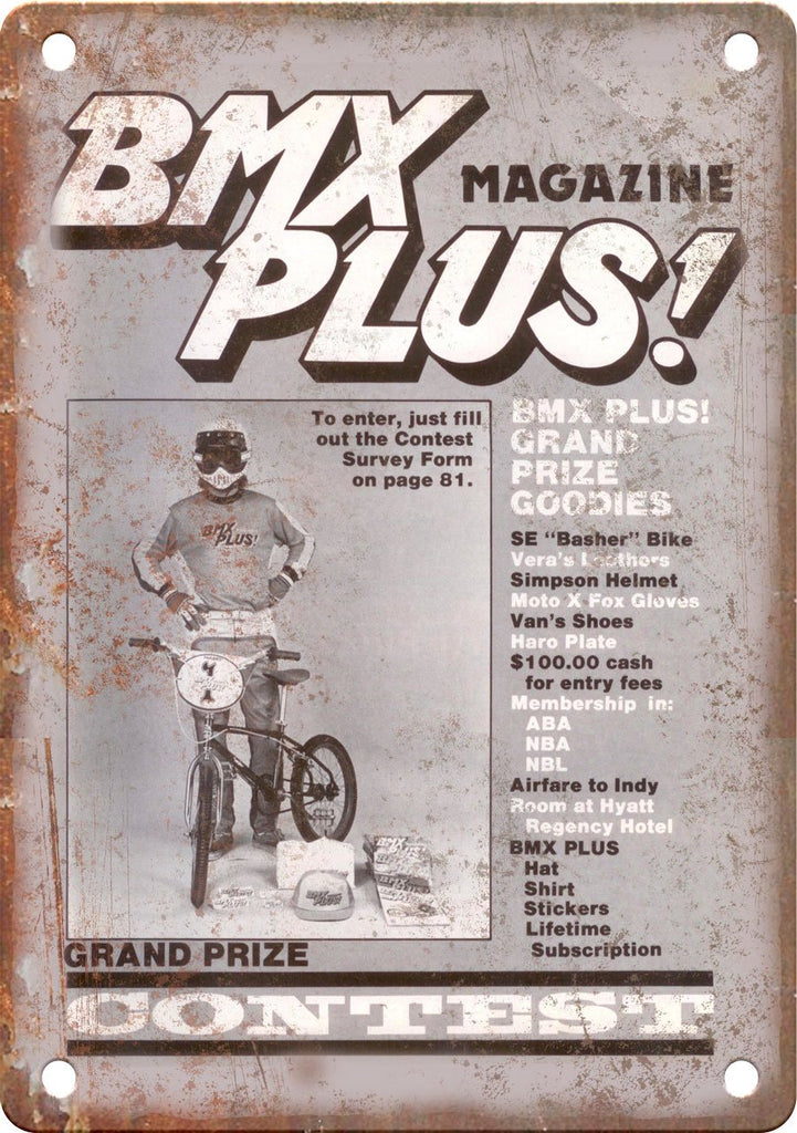 BMX Magazine Vintage Contest Ad Metal Sign