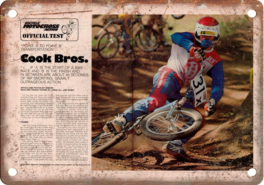 Bicycle Motocross Action Vinage BMX Ad Metal Sign