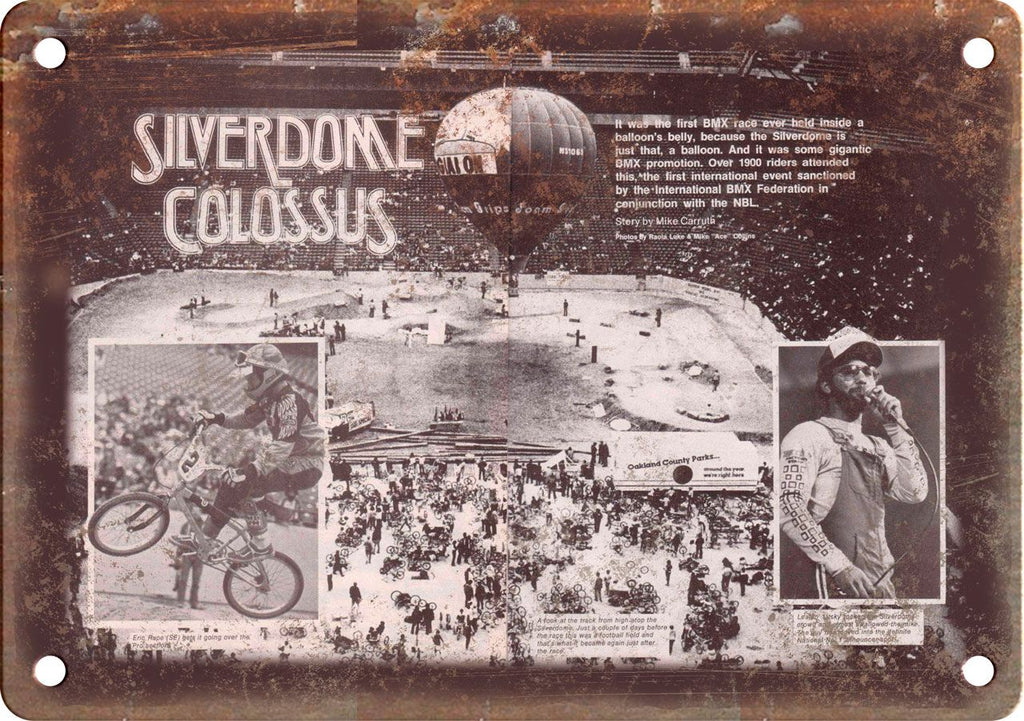 Silverdome Colossus BMX Bicycle Racing Ad Metal Sign