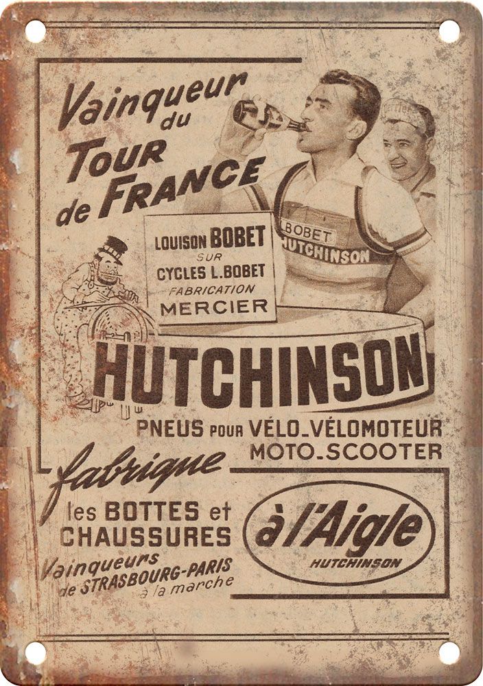 Vintage European Hutchinson Cycling Ad Reproduction Metal Sign