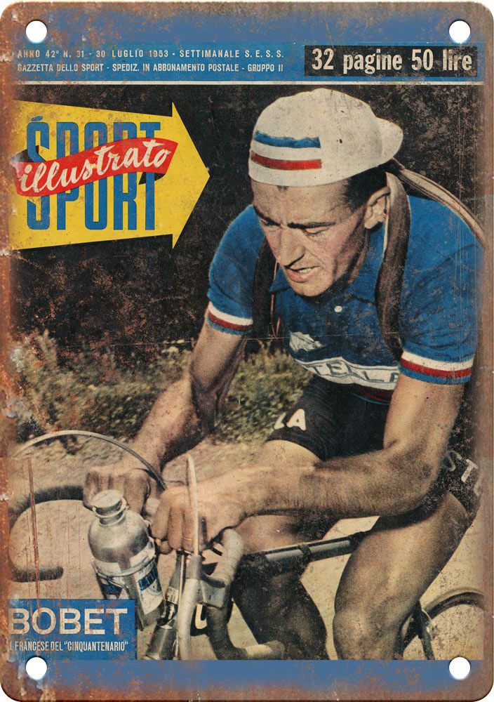 Vintage European Cycling Louis Bobet Reproduction Metal Sign