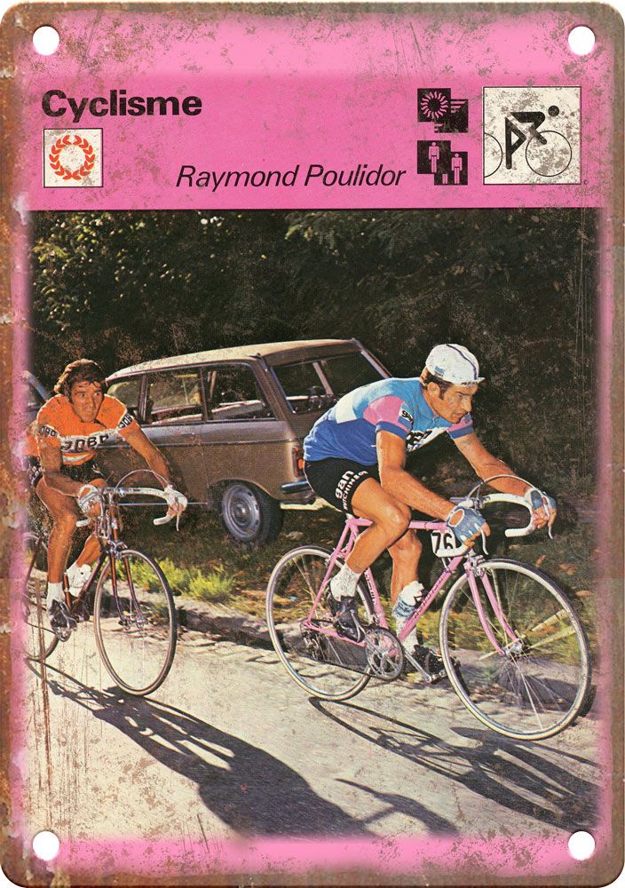 Vintage European Cycling Raymond Poulidor Reproduction Metal Sign