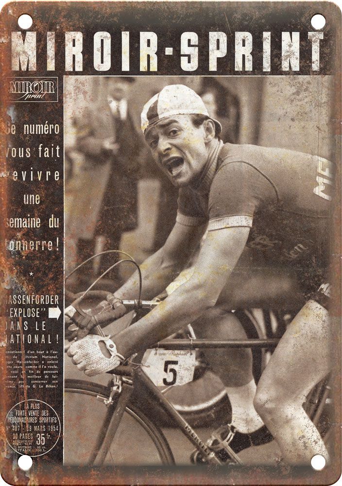 Vintage European Miroir Sprint Cycling Ad Reproduction Metal Sign